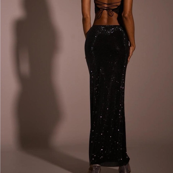 NWT Meshki ERIKA Diamante Maxi Skirt - Black - Picture 7 of 8